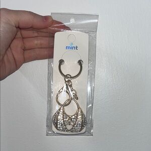Gold Rhinestone Purse Charm Keychain